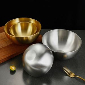 ชุดชามสลัดสแตนเลสทรงกลม สีทองและสีเงิน ชามผสมผัก ชุดเสิร์ฟสลัด - Product Image 1
