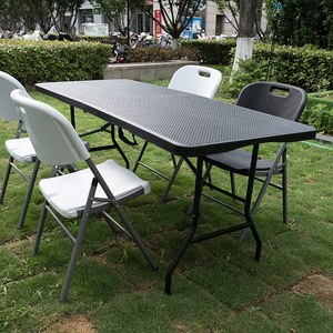 EN581 Mesa plegable moderna de 6 pies, 180 Cm, mesa de plástico negro de <span class=keywords><strong>8</strong></span> pies, ligera y duradera para hoteles, hospitales, entradas, villas - Product Image 5