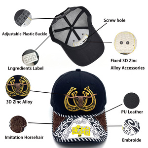 Casquette en maille unisexe, style ethnique unique, boucle en métal en forme de cheval, logo personnalisé, design de casquette de baseball à 6 panneaux, snapback, décontracté<span class=keywords><strong>e</strong></span>, pour l'extérieur, casquette de camionneur - Product Image 3