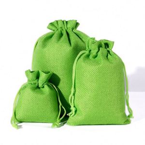 Oem Wholesale in Stock Cheap Custom Christmas Small Pouch Burlap Durable Natural Linen Gift Jute Drawstring Bag - Product Image 4