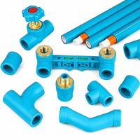 Raccord en T SETICA bleu PPR à double filetage femelle avec insert en laiton, adaptateur fileté pour soudure par fusion, pour connexion de tuyaux de construction