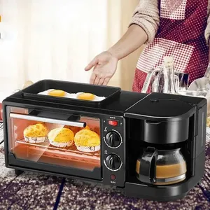 Appareil à petit-déjeuner avec machine à sandwich, gril, poêle antiadhésive et mini cuiseur à riz-Machine à petit-déjeuner paresseuse multifonctionnelle