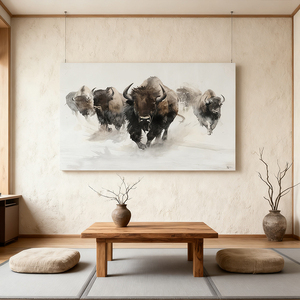 <span class=keywords><strong>Peinture</strong></span> murale abstraite animale (Bison, Vache) pour bureau, impression sur toile encadrée, œuvre d'art décorative - Product Image 1