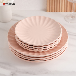 Service de vaisselle en céramique rose brillant, 16 pièces, en grès et porcelaine, prix de gros, pas cher - Product Image 4