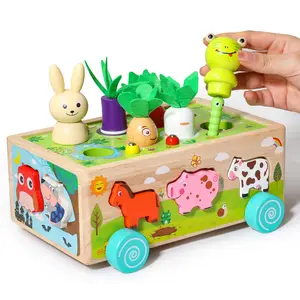 Trieur de forme en bois voiture carotte récolte jeu forme tri <span class=keywords><strong>ferme</strong></span> blocs de fruits jouets d'apprentissage - Product Image 1