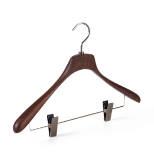 Cintre en bois antidérapant à épaules larges avec barre en velours et crochet rotatif à 360° pour costumes, blazers, hôtels, armoires et usines - Product Image 3