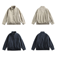 Veste de travail décontractée en coton à col montant, grande taille, tendance, style classique minimaliste, en toile, pour homme
