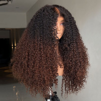 Perruques en cheveux humains bouclés crépus 13x4 HD Lace Frontal pour femmes noires, perruques sans colle avec fermeture en dentelle 5x5, couleur Ombré Marron
