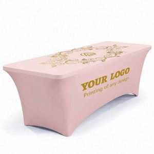 Hot Sale 6ft Simple Home Woven Polyester Custom Printed Personalized Logo Reusable Fitted Cloth Wrinkle Free <b>Table</b> Cover - Product Image 5