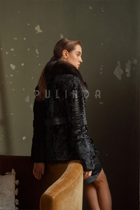 <strong>Lady's</strong> <strong>Car</strong> Jacket Broadtail Fur with Sable Collar and Belt Astrakhan Swakara Karakul Fur <strong>Coat</strong> Leather Jackets for <strong>Ladies</strong> - Product Image 4