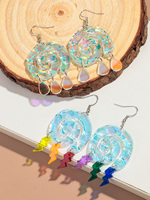 Vente en gros Boucle géométrique de conque créative Gland goutte d'eau Boucles d'oreilles en acrylique découpées au laser avec foudre colorée pour femmes et filles