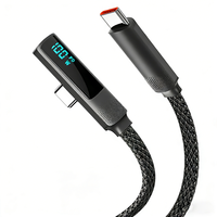 Harga Grosir Pabrik 1.2m Kabel Pengisian Cepat 100W Tipe C 5A dengan Jalinan Nilon, Kabel Pipih dengan Sambungan 90 Derajat untuk Earphone