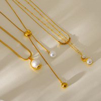 Collier pendentif en imitation perle plaqué or 18 carats pour femme Ivanda, chaîne serpent en acier inoxydable, tendance, certifié, anniversaire