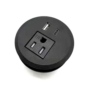 Chinese factory hot sale US Canada multi AC round socket usb c port outlet for office home concealed mounted desktop new design