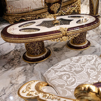 Ensemble de canapés de luxe de style rétro turc, design européen, salon, bois massif sculpté, marron doré, éponge, grand canapé, ensemble 321