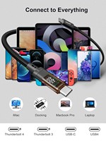 QGeeM Kabel Data USB4.0 Tipe C 240W(48V/5A) Pengisian Cepat 40Gbps 8K 60Hz Kompatibel Thunderbolt4/3 dengan Audio Tampilan Digital