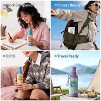 Bouteille d'eau isotherme YEKEA personnalisable avec logo, motif chat mignon, double paroi, 500 ml, en acier inoxydable 304, anti-fuite, sans BPA, pour écoliers