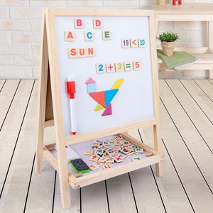 Tablero de dibujo plegable de doble cara de madera maciza para niños, juego interactivo para padres e hijos, juguete para garabatos para bebés - Product Image 5
