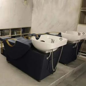 Chaise de salon de coiffure moderne en cuir synthétique, mobilier de salon de beauté, atelier, avec lavabo - Product Image 1