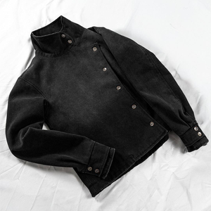 Custom Men <b>Denim</b> Jacket Vintage Washed Mens Long Sleeve <b>Denim</b> <b>Coat</b> Custom Logo Mens Casual <b>Denim</b> Jacket Wholesale - Product Image 3