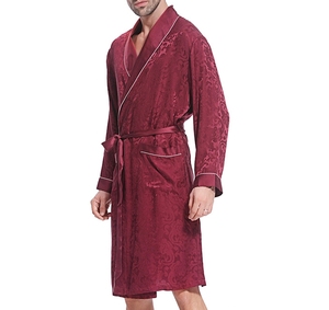 Vente en gros de <span class=keywords><strong>pyjamas</strong></span> bon marché fabricant Kimono en satin de soie à col châle pour hommes Robes de soirée de marié de luxe Robe de chambre pour hommes - Product Image 3