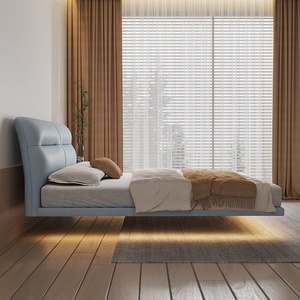 Nuovo Design camera da letto mobili a buon mercato prezzo personalizzato comodo per dormire blu moderno regina dimensione galleggiante letto con schienale per adulti - Product Image 2