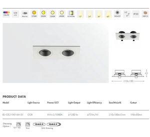Spot éclairage <span class=keywords><strong>Double</strong></span> tête Anti-éblouissement intérieur encastré carré Led Downlight haute qualité 16W carré Led Spot lumière pour projet - Product Image 2