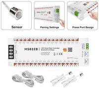Contrôleur d'éclairage d'escalier intelligent Tuya MS032X en plastique avec capteur radar 32 étapes, variateur d'intensité, télécommande / WiFi / Zigbee