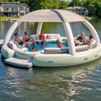 Île flottante gonflable d'été frais d'installation de famille de partie de l'eau pour la rivière de lac