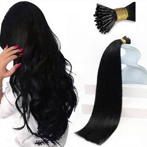 Extensions de <span class=keywords><strong>cheveux</strong></span> I-Tip non-Remy 28 pouces <span class=keywords><strong>noir</strong></span> jais lisses vietnamiennes invisibles à pointes adhésives 50g - Product Image 1