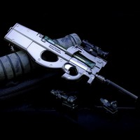 Accessoires d'animation de jeu d'évasion Jedi P90 mitraillette, vente en gros, porte-clés personnalisé, jouet pistolet de simulation entièrement métallique détachable