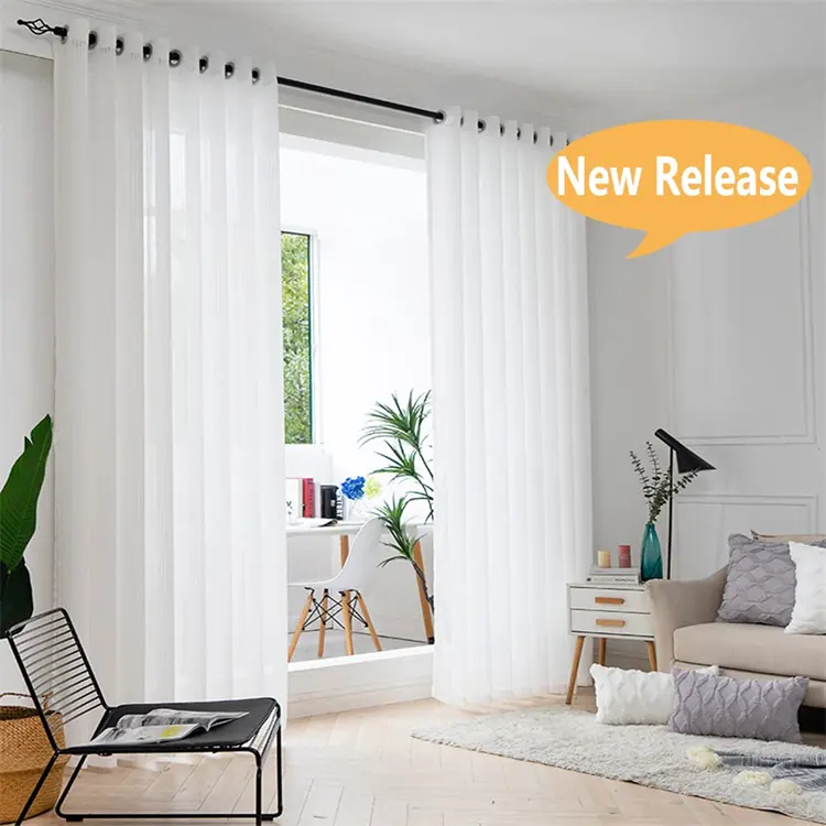 New Arrival Fashion Solid Color Window Sheer Curtain White Chiffon Curtain For Living Room