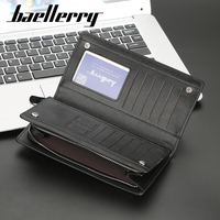 Groothandel Lange Grote Capaciteit Heren Mode Portemonnee Casual PU Lederen Clutch met Rits Telefoon Geld Portemonneehouder