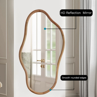 Miroir sur pied en bois naturel personnalisé, fait main, décoration intérieure, miroir irrégulier, miroir ondulé, décoration en bois, Espejos