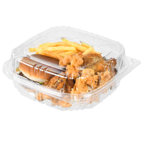Vente en gros d'usine, contenants à hamburgers jetables transparents de 8 pouces, boîte d'emballage pour hamburgers en plastique PET à emporter