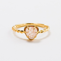 Bague Mlluki Factory en argent sterling 925 plaqué or 14 carats avec pierre précieuse torsadée en forme de cœur et quartz fraise