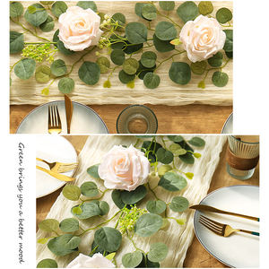 Feuilles d'eucalyptus artificielles de 2 m, vigne de rose des montagnes enneigées, feuilles de soie vertes, simulation de feuilles, plantes en rotin pour la décoration de la maison et des mariages - Product Image 5