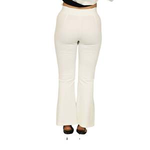 Pantalon pour femmes, crème, taille haute, jambes évasées, grande taille, vêtements de cérémonie - Product Image 3
