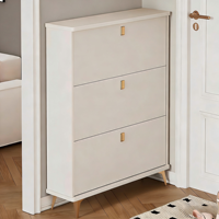 Armoire à chaussures extensible à 3 niveaux en bois minimaliste, personnalisable, avec porte rabattable, entrée de maison, grande capacité, gain de place