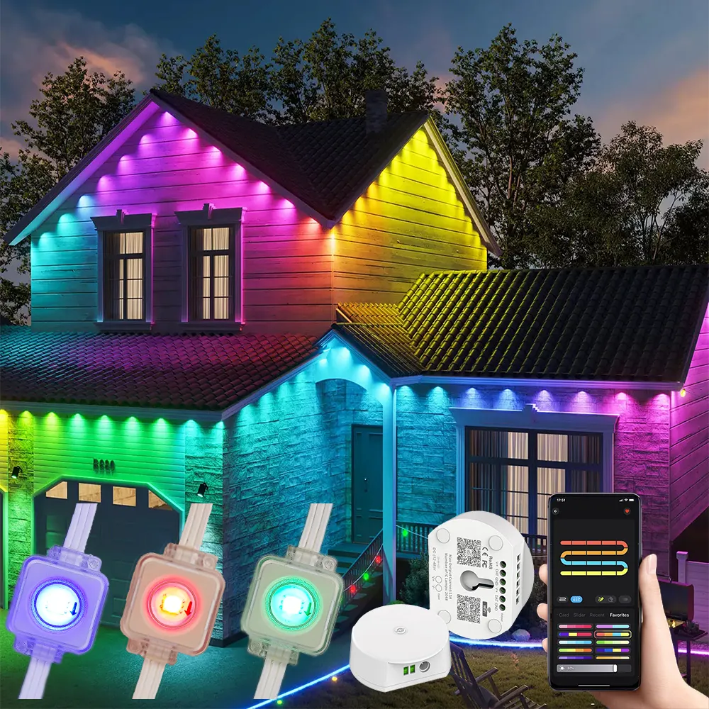 Luzes permanentes LED endereçáveis à prova d'água para lâmpadas, luzes pixel DC24/36V controladas por telefone, luz de ponto zhihoo