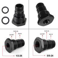 موصل فلتر زيت متعدد الخيوط للسيارات 1/2"-28 أنثى إلى 3/4"-16 / 13/16"-16 / 3/4" NPT ذكر من الألومنيوم الأسود