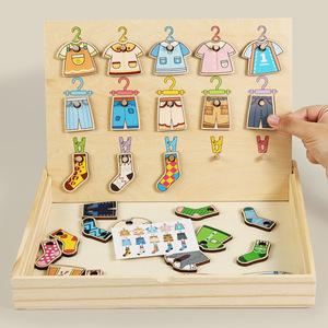 Niños Educación Temprana Diversión Ropa colgante Forma de juguete Color Ropa de madera cognitiva Juguete a juego Niños Juguetes educativos de madera - Product Image 3
