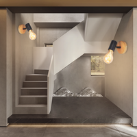 Support de lampe E27, spot LED pour plafond, corps en fer, design industriel, montage en surface, abat-jour noir, lampe murale pour chambre à coucher, salon