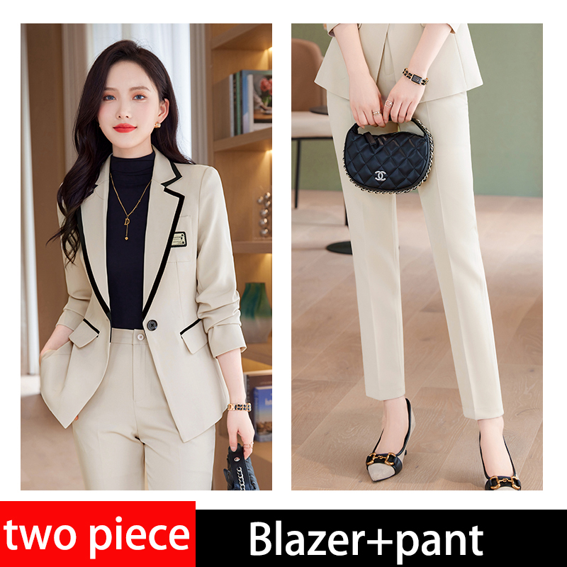 Blazer + pantaloni bianco riso