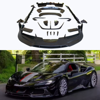 Body Kit Serat Karbon Kering Berkualitas Tinggi Model M Ukuran Kecil 3K untuk Upgrade Ferrari SF90 dengan Gaya M, Termasuk Lip Depan, Diffuser Belakang, dan Side Skirt