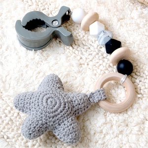Nuevo accesorio de cadena de chupete DIY grado alimenticio silicona <span class=keywords><strong>madera</strong></span> ganchillo estrellas bebé mordedores y niños juguetes de dentición - Product Image 6