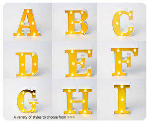 Letreros electrónicos decorativos, luces led con batería personalizadas, <span class=keywords><strong>l</strong></span>ámpara del alfabeto para habitació<span class=keywords><strong>n</strong></span>, marquesina, luz de letras de plástico - Product Image 1