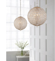 Lámpara Colgante Estilo Americano, Iluminación Creativa Esférica para Sala de Estar, Dormitorio, Hotel, Bar, Restaurante, Candelabro de Cristal K9