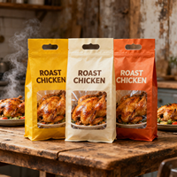 Sac d'emballage pour poulet rôti en papier kraft imprimé sur mesure, compatible micro-ondes, avec fenêtre transparente