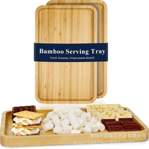Bamboo Rectangular <b>Tray</b> Natural Wood Color For <b>Snacks</b> Coffee Tea Desserts Home Hotel Use - Product Image 5